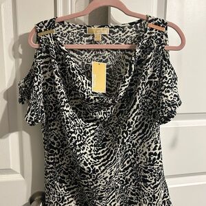 Michael Kors Black and White Leopard Print Blouse